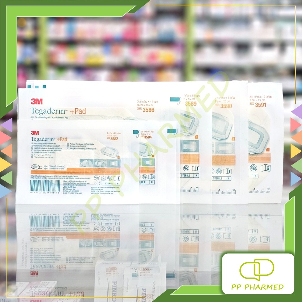 3M Tegaderm Pad ฟิล์มปิดแผลกันน้ำ พร้อมแผ่นซับแผล Flim Dressing With Non-Adherent Pad ซอง1ชิ้น