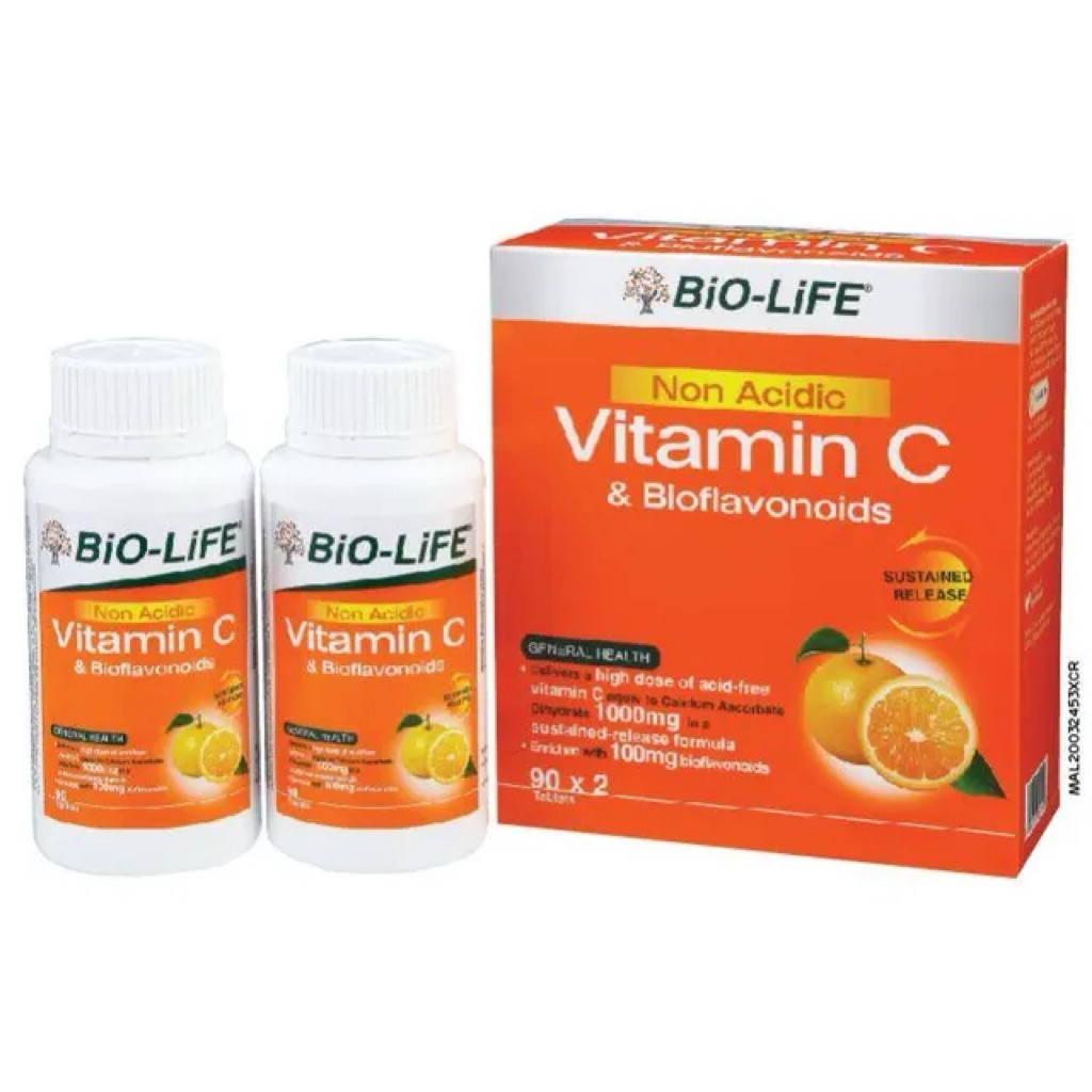 Bio-life Non Acidic Vitamin C & Bioflavonoids 2x90s | Gentle On Stomach