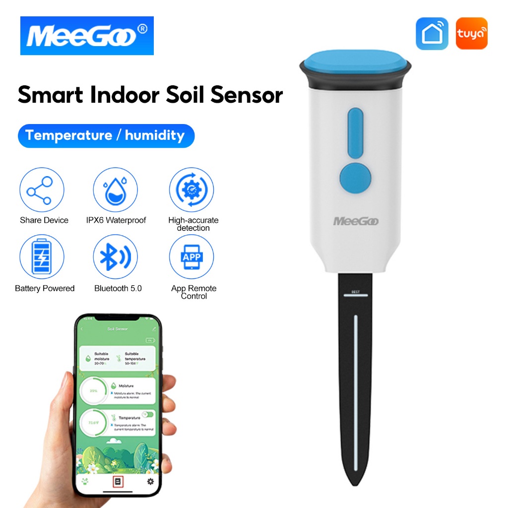 MeeGoo Tuya WiFi  เซ็นเซอร์วัดความชื้นในดิน Soil Sensor  วัดความชื้นดิน อุณหภูมิ กระถางต้นไม้