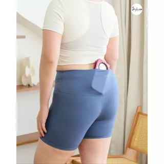 Bigbraco-HI110 (ไซซ์ M-4XL) กางเกงออกกำลังกายขาสั้น มีกระเป๋า กางเกงวิ่ง ฟิตเนส พิลาทิส โยคะ ว่ายน้ำ