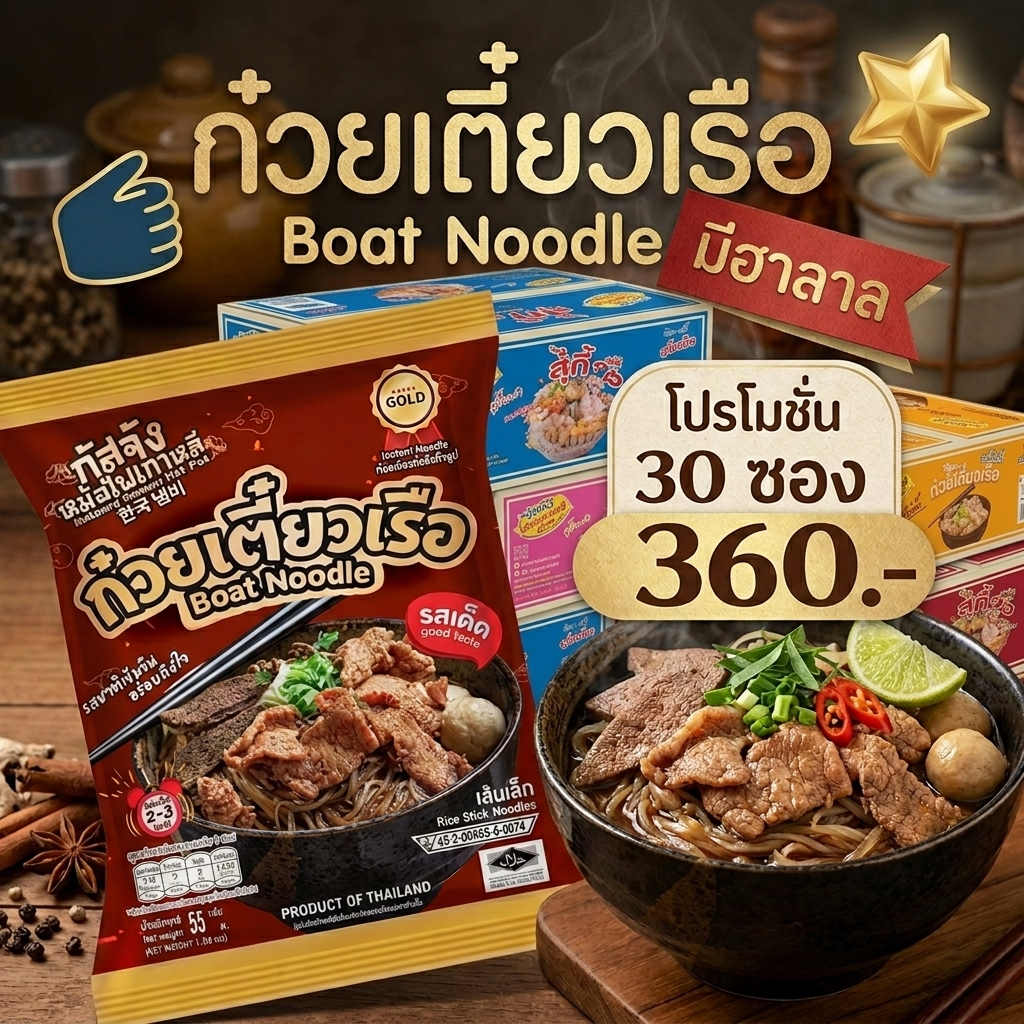✨พิเศษ 30 ห่อ ก๋วยเตี๋ยวเรือรสเด็ด กัสจัง ก๋วยเตี๋ยวเรือ ก๋วยจั๊บญวน สุกี้ เย็นตาโฟ อร่อย เข้มข้น ปรุงง่าย มีฮาลาล✨