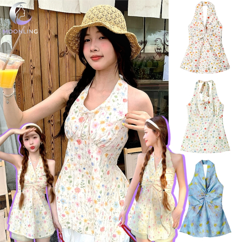 Dream Garden เสื้อกล้ามไหมพรม ดีเทลลายดอกไม้ โคเรีย ผ้าพริ้วใส่สบายมาก เข้ารูป ใส่สบาย U221