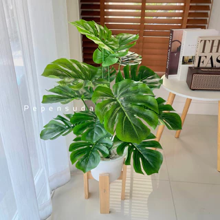 【ซื้อ 1 แถม 3】ต้นไม้ปลอมใหญ่ ต้นไม้เทียม 60/85/95 ซม. ใช้ตกแต่งภายในบ้านและสวน สไตล์นอร์ดิก ต้นไม้มงคล