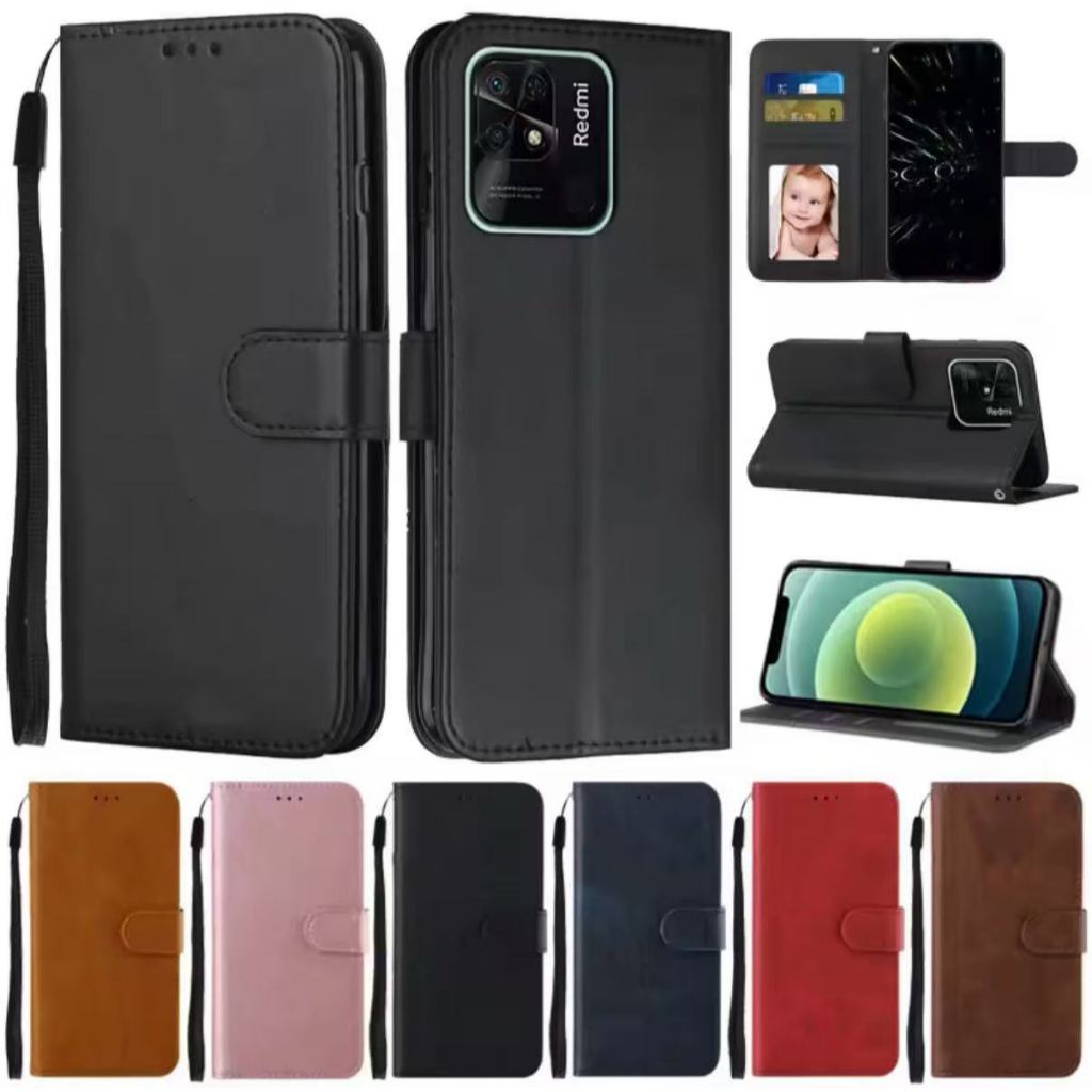 เคสแบบพับได้ สำหรับXiaomi Redmi 8 8A 9A 9C Redmi 10 10C 10A POCO C55 C40 เคสกระเป๋าหนัง ใส่บัตร แม่เหล็กล็อค แถมสาย