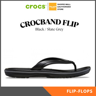 CROCS Crocband - Flip (Black/Slate Grey) ใส่สบาย รองเท้าแตะ …