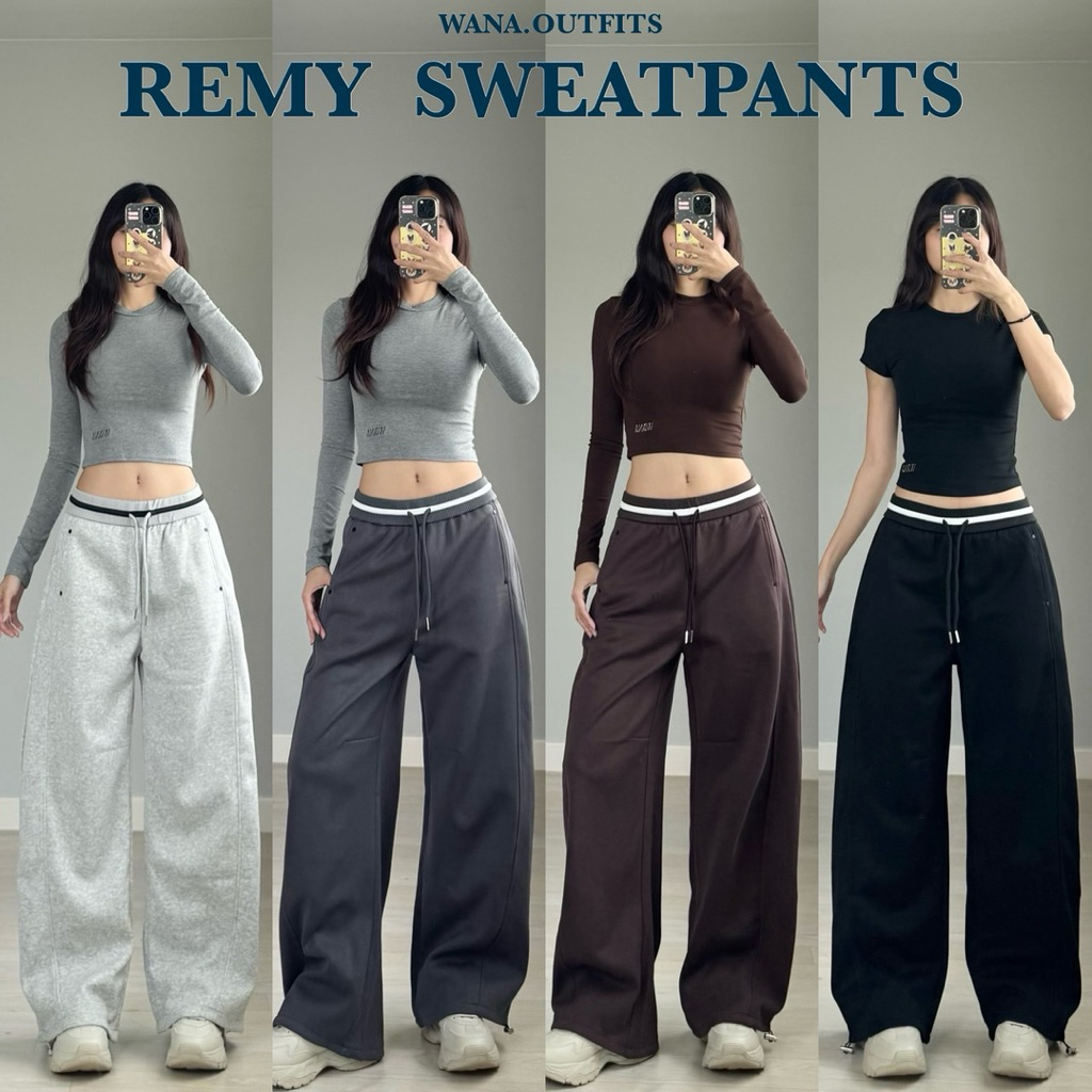Wana.Outfits - Remy Sweatpants กางเกงวอร์มแต่งขอบเอวขาว