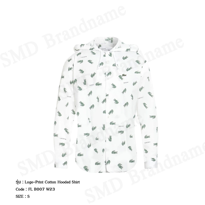 Comme Des Garçons Shirt x Lacoste เสื้อเชิ้ตแขนยาวผู้ชาย รุ่น Logo-Print Cotton Hooded Shirt Code: F