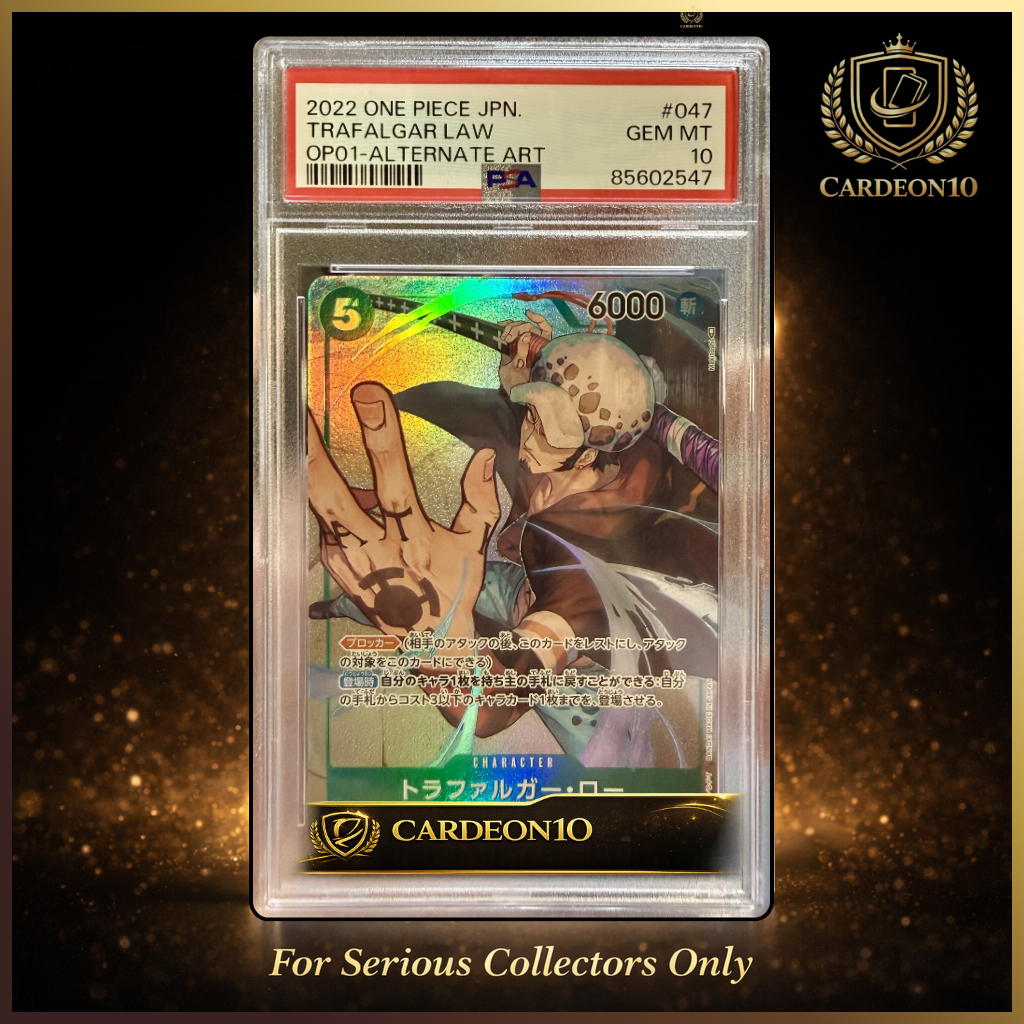 One Piece Card Game PSA10 Trafalgar Law OP01 Alternate Art #047 Romance Dawn Gem Mint
