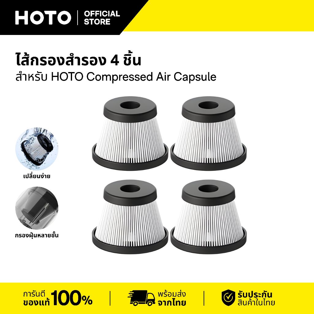 HOTO Replacement HEPA Filter (S) 4-Pack ไส้กรองสำรอง 4 ชิ้น สำหรับ HOTO Compressed Air Capsule