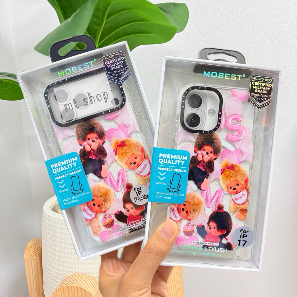 CaseลายMonchhichi ม่อนชิชิ มีแม่เหล็กชาร์จ สำหรับiP 13/14 15 15promax 16promax 17 17promax