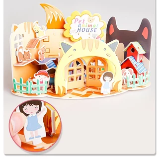 จิ๊กซอว์3D จิ๊กซอว์ร้านค้า โมเดลร้านค้า กระดาษแข็ง DIYเด็ก ของเรียนเสริมการเรียนรู้ ชุดประกอบโมเดลกระดาษ 3 มิติ
