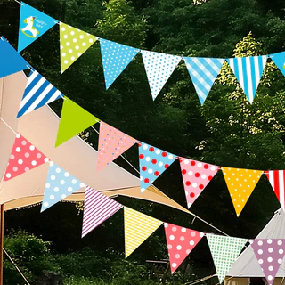 จัดส่งทุกวัน ธงการ์ตูนน่ารัก ธงราวกระดาษแข็ง พร้อมเชือกร้อย ใช้ตกแต่งงานปาร์ตี้ วันเกิด แต่งห้องเด็ก ธงสามเหลี่ยม