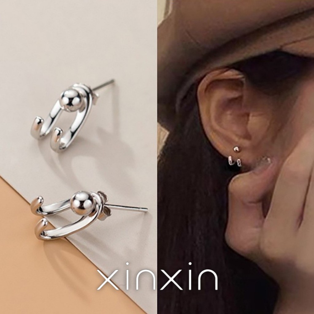 XINXIN พร้อมส่งจากไทย ต่างหูเงินแท้ S925 ต่างหูห่วงสไตล์เกาหลี8