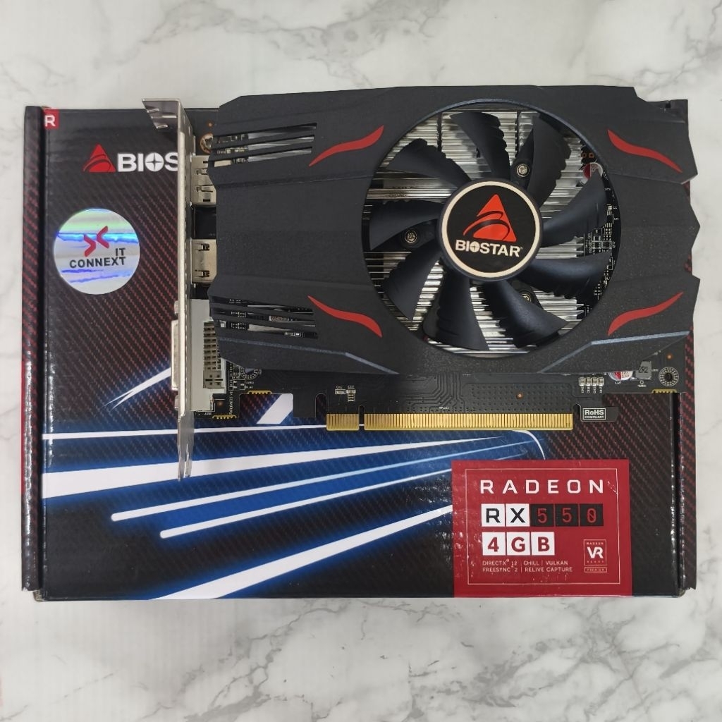 Biostar Radeon RX 550 4G DDR5 128bit มือสอง ไม่ต่อไฟเพิ่ม พร้อมใช้งาน