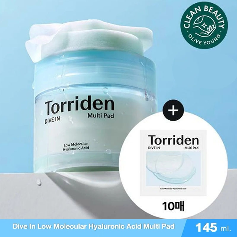 Torriden Dive-In Multi Pad 80แผ่น ทอร์ริเดน โทนเนอร์แพด ไฮยาลูโรนิก บำรุงผิวชุ่มชื้น ลดรอยแห้ง แก้ผิวเสื่อมสภาพ