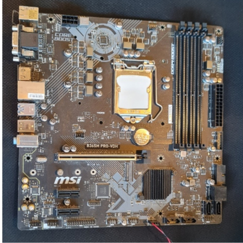 เมนบอร์ด msi b365m pro-vdi ddr4 มือสอง ใส่ gen9 ได้ครับ มีฝาหลัง (เดิมใส่กับ 9900kf อยู่)
