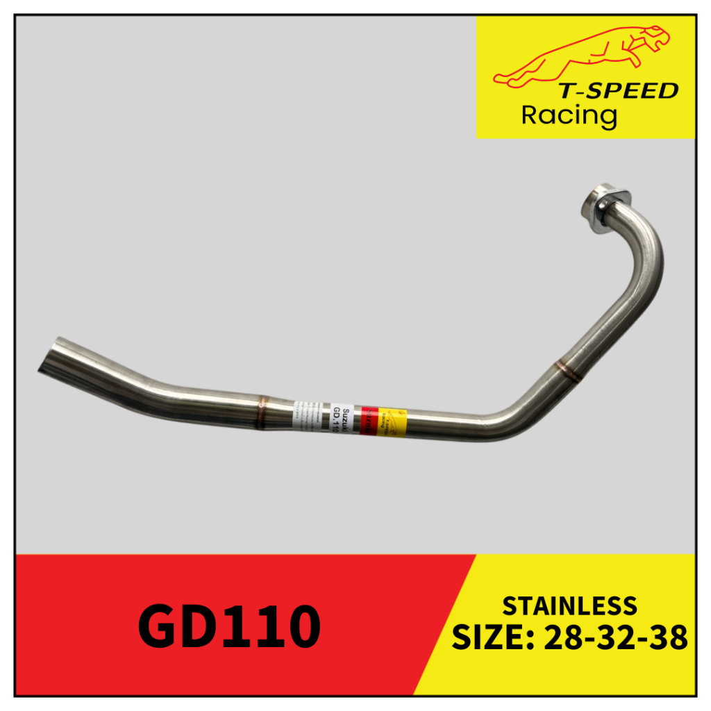 [ฟรีประเก็นปากท่อ] คอท่อ Suzuki GD110 สแตนเลส 304 Size 28-32-38 mm. ใส่ปลายเดิม