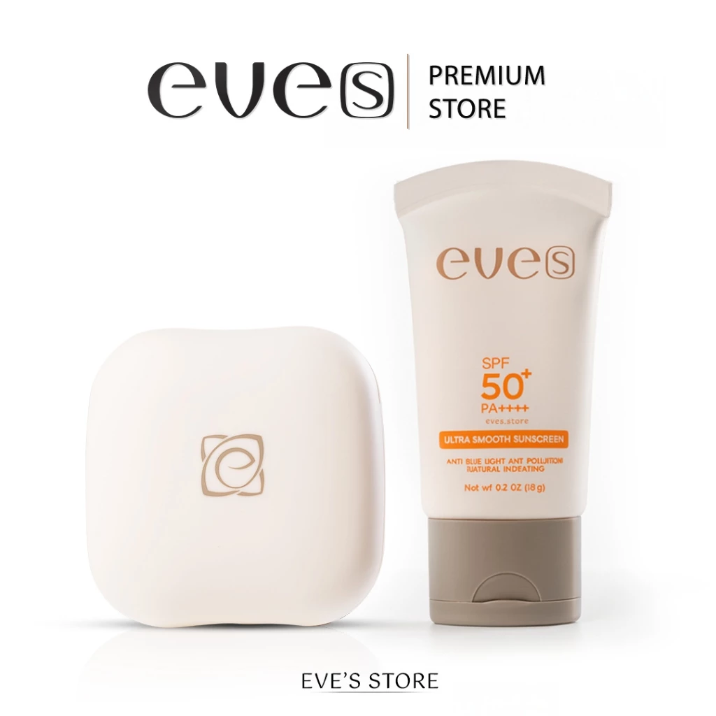 [ส่งด่วน] EVES อีฟส์ เซตคู่หน้าเนียนใสท้าแดด แป้งพัฟอีฟส์ กันแดดหน้าเนียน ป้องกันแสงแดด ปรับสีผิว กันน้ำ คุมมัน
