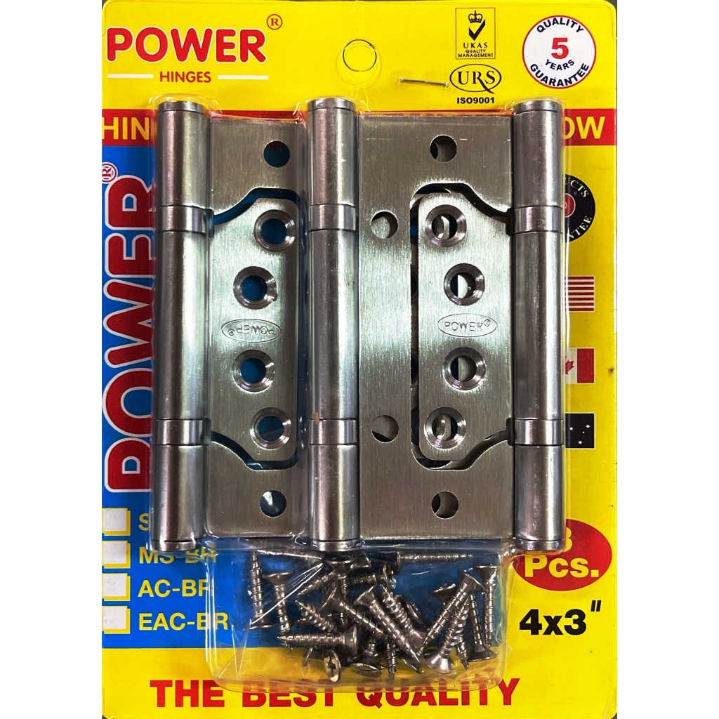 ชุดบานพับผีเสื้อ บานพับสแตนเลสพร้อมอุปกรณ์ยึดติด ขนาด 4X3" หนา 2.5mm.  ของแท้**