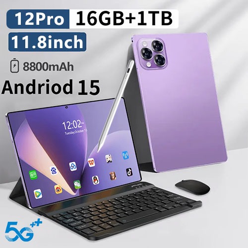 Galay【ซื้อ 1 แถม 11】🔥ใหม่🔥แท็บเล็ต12 Pro Android 15 16+1TB ROM 10000mAh 11.8 นิ้วDualSIM 5G LTE+WiFi 2.4/5Gแท็บเล็ตคอมพิ