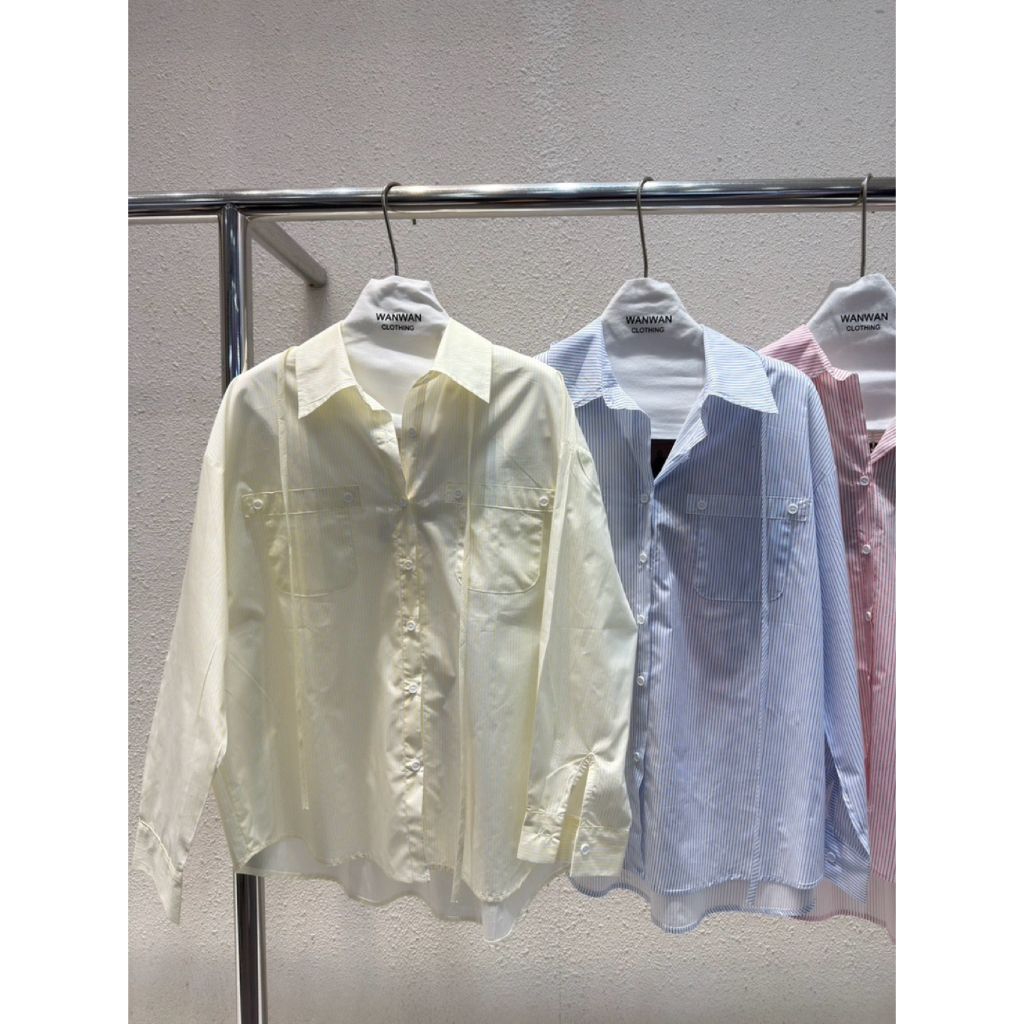 พร้อมส่งเสื้อเชิ้ตลายริ้ว(0362)