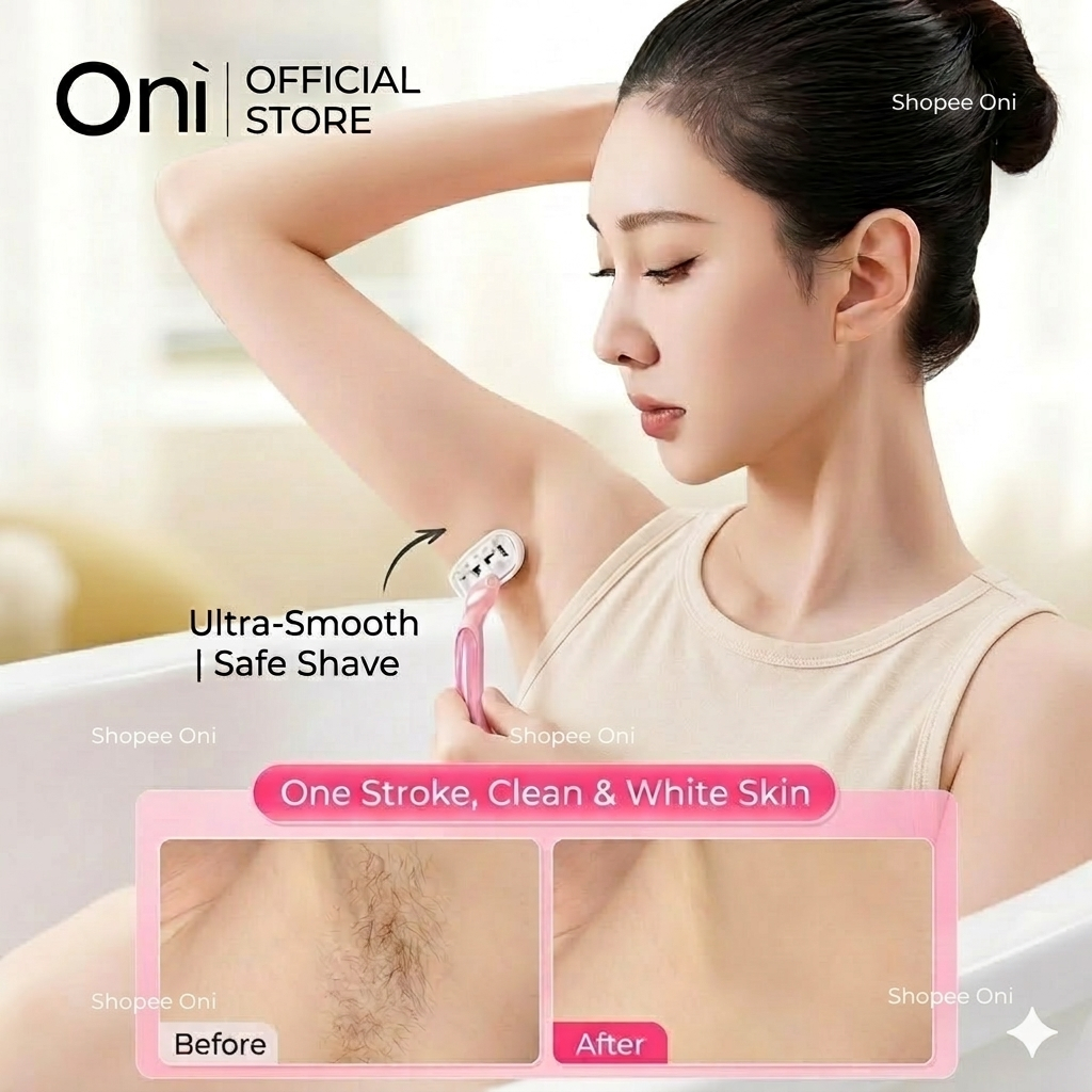 Oni งกําจัดขนที่โกนหนวดเครื่องถอนขน เครื่องโกนหนวด เครื่องเล็มขนโกนหนวดที่กําจัดขน 4 Blades Razor Set ( 2 Refills）