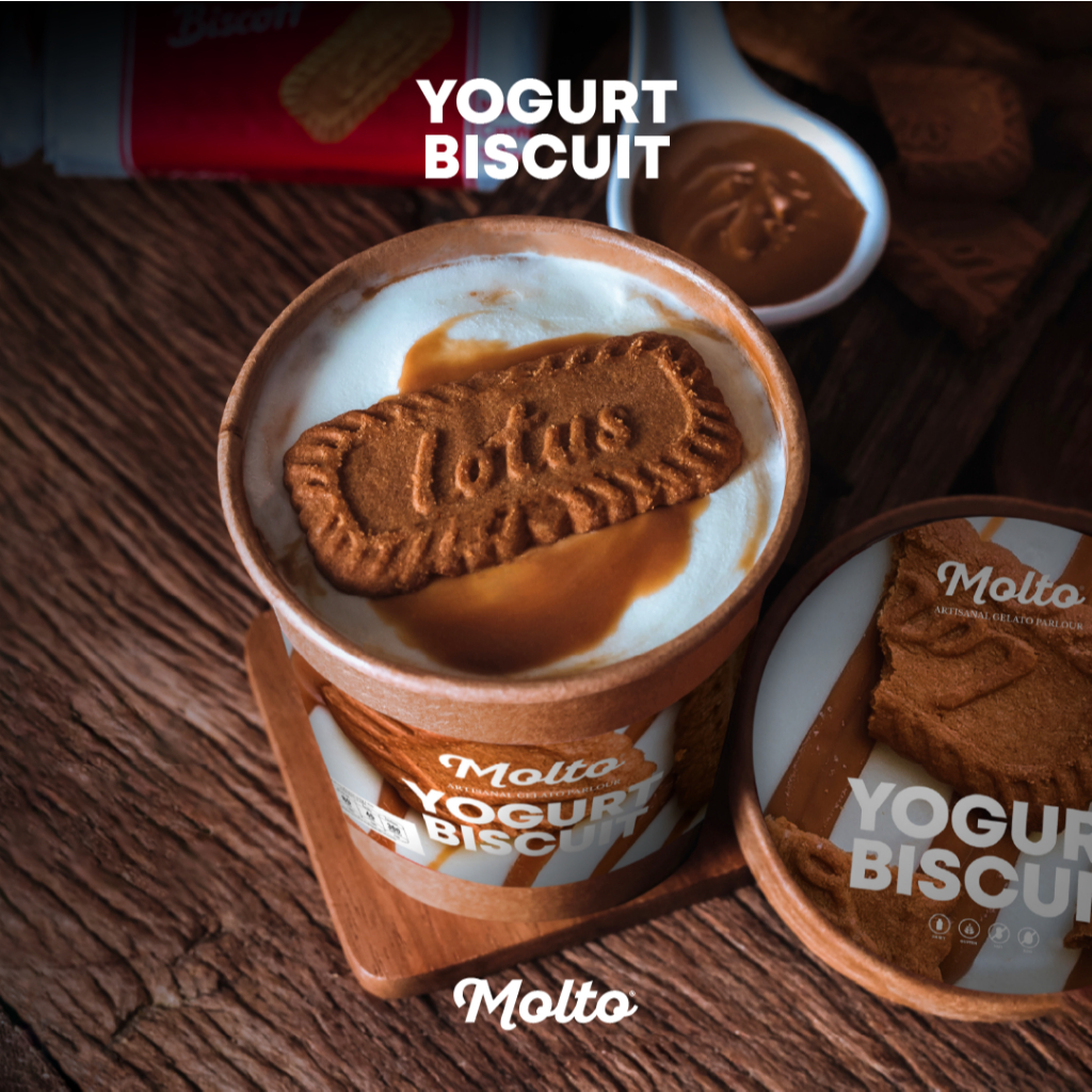 Molto ไอศกรีม รสโยเกิร์ต บิสกิต16 ออนซ์ - Molto Premium Gelato - Ice cream Yogurt Bisscuit 16 oz.‼️ซ