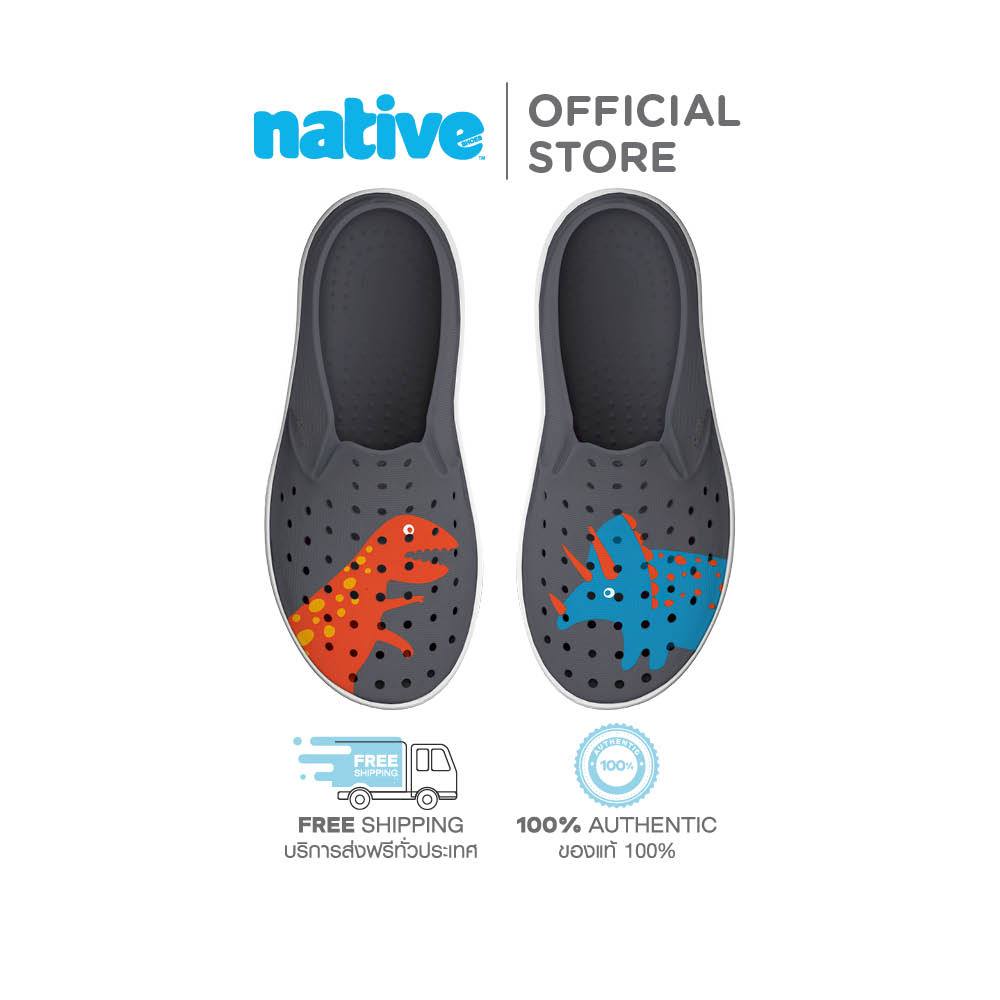 Native รองเท้ากันน้ำเด็กเล็ก EVA รุ่น Miles Block Gravity Grey/ Shell White/ Dinosaur Block