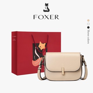 FOXER กระเป๋าสะพายไหล่สำหรับสุภาพสตรี กระเป๋าสะพายข้างหนังแท…