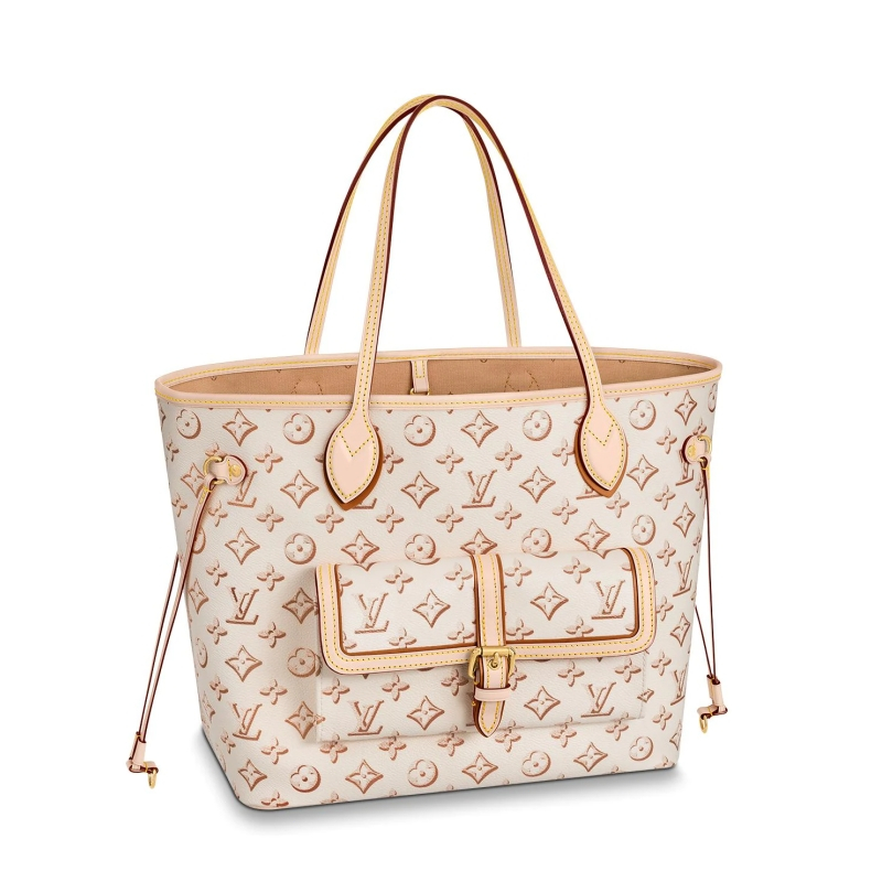 กระเป๋าถือ LV M20921 NEVERFULL ขนาดกลาง มือสอง รุ่นใหม่ปี 2022 กระเป๋าช้อปปิ้ง/กระเป๋าคุณแม่ LV สีขา