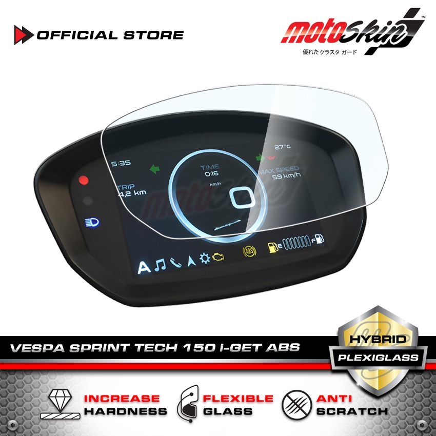 motoSkin ฟิล์ม Plexiglass กันรอยหน้าปัด VESPA SPRINT TECH150 i-GET 5" TFT Dashboard Protection Film