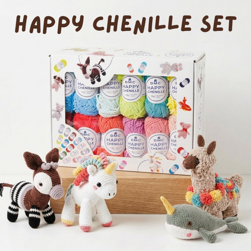 DMC Happy Chenille ชุด kit ถักตุ๊กตานุ่มนิ่ม Amigurumi ไหมมินิ 25 ม้วน ราคา ถูกที่สุด ดีลบีเคเค รูปภาพหลัก