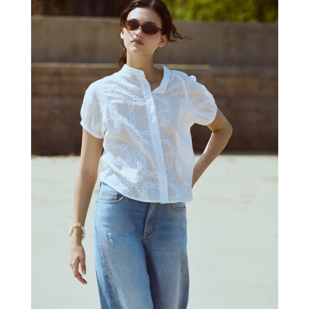AMR DE SAISON ( AIMER ) - Grandad Embroidered Short Sleeve Shirt