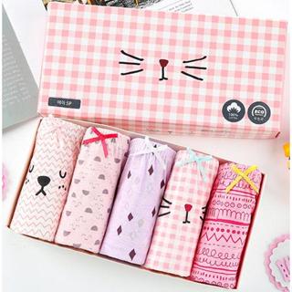 [พร้อมส่งจากไทย] กางเกงในเด็กหญิง ลายแมว/มินิมอล แพ็ค 5 ชิ้น…