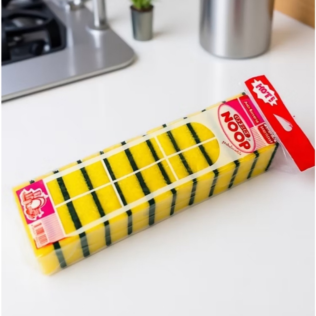 [11 ชิ้น] NOOP ฟองน้ำล้างจาน  10 ชิ้น แถมฟรี 1 ชิ้น A202 (แผ่นใยขัดพร้อมน้ำ)