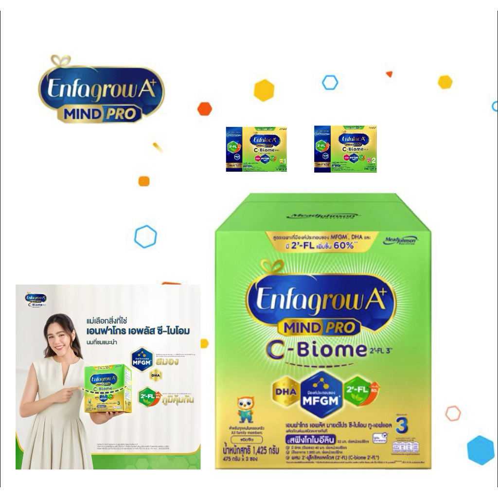 เอนฟาโกร เอพลัส ซี-ไบโอม มีหลายขนาดช่วง เลือกได้ สูตร3 (1425 กรัม) Enfagrow A+ MindPro C-Biome Stage