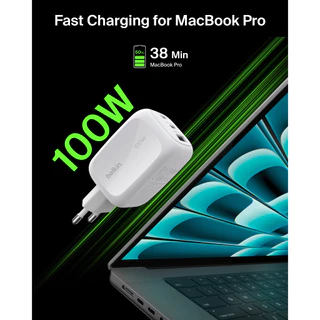Belkin หัวชาร์จ GaN 70W/100W PD PPS ชาร์จเร็วได้กับ Apple,Samsung,Notebook | WCH016/018