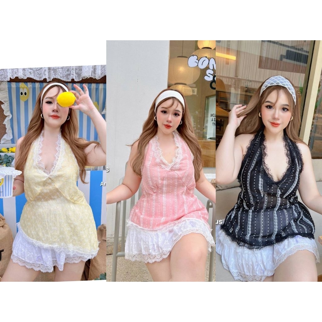 เสื้อสายเดี่ยว ตกแต่งขอบลูกไม้สีพาสเทลน่ารักมาก  สวยเซ็กซี่น่ารักมากเลย