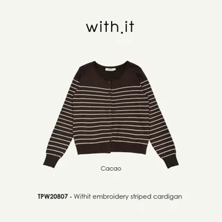 Withit embroidery striped cardigan คาร์ดิแกนคอกลมลายทาง - TPW20807