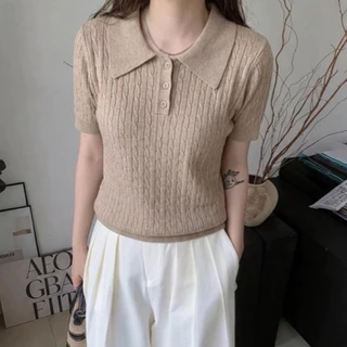 LITTLEMOM-เสื้อโปโลลายเปียสำหรับผู้หญิง รุ่น POLOO