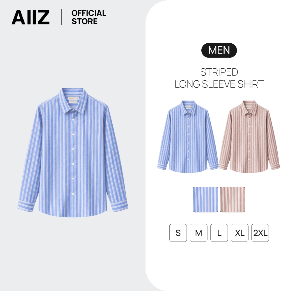 AIIZ (เอ ทู แซด) - AIIZ เสื้อเชิ้ตผู้ชายแขนยาวทอลายทาง AIIZ Men’s Striped Long Sleeve Shirt
