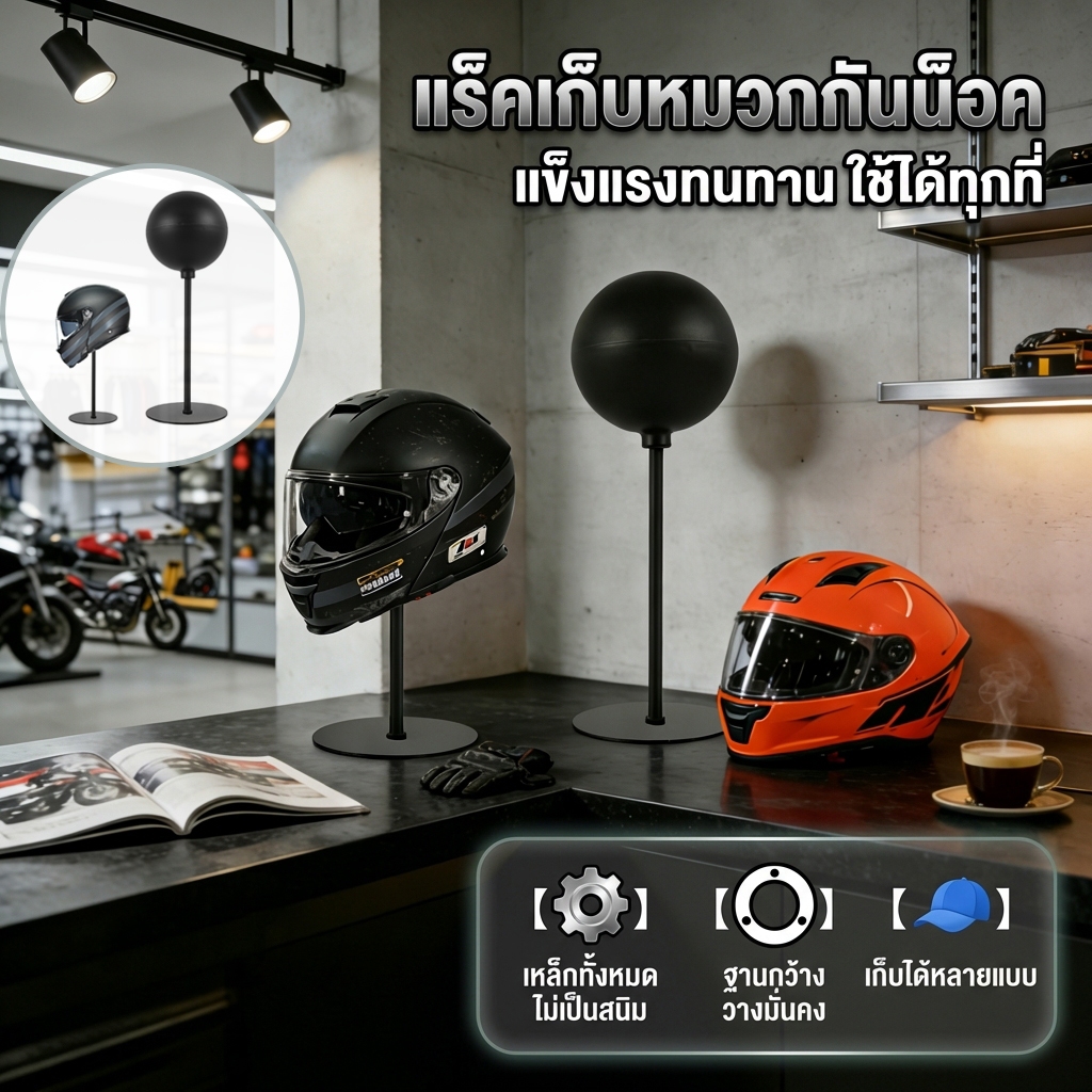 🚚🚚จัดส่งจากกรุงเทพฯ🚚🚚ขาตั้งหมวกกันน็อคที่วางโชว์หมวกกันน็อคตั้งโต๊ะพร้อมฐานมั่นคงโลหะหมวกกันน็อครถจักรยานยนต์แขวนยื