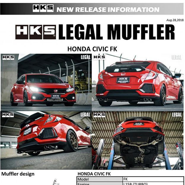 ท่อ HKS Honda Civic FK ปลาย Carbon เครื่อง L15B