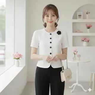 คอกลม ผ้าชินมัย+พินดอกไม้ 36 38 40 42 44 ผ้าฝ้ายพื้นเมือง เชียงใหม่ สีหวานพาสเทล