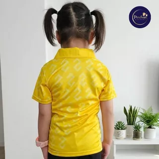 Pinchan เสื้อโปโลเด็กลายไทย พิมพ์ลายตะขอ9 สีเหลืองสกรีน
