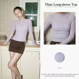 Thiar Long-sleeve Top | เสื้อ 2 ชิ้น ซีทรูแขนยาวพร้อมเสื้อสายเดี่ยวเบาสบาย ยืดตามตัว แมทช์ง่าย ซัมเมอร์ คาเฟ่ ทะเล| T192