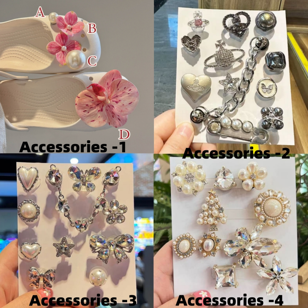 CROCS Jibbitz Pink Orchid Pearl Fashion Detachable Shoes with Flower Design and Hook