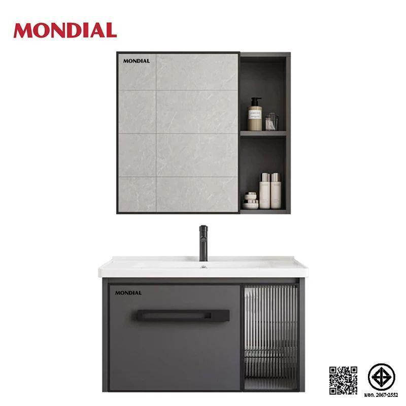 Mondial ชุดอ่างล้างหน้าเซรามิค ชุดตู้ห้องน้ำพร้อมกระจกติดผนัง เซ็ตอ่างล้างหน้าพร้อมตู้เก็บของ 60cm Ceramic Basin