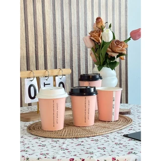 **Pre-orderสินค้าเข้า19เดือนนี้**ขายดี ✅ 50 ใบ แก้วกระดาษสีชมพูพร้อมฝา 8oz / 12oz แก้วกาแฟใช้แล้วทิ้ง สำหรับชงชา กาแฟ