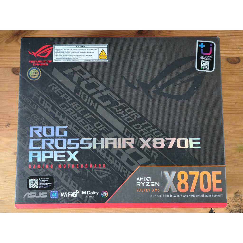 MAINBOARD (เมนบอร์ด) ASUS ROG CROSSHAIR X870E APEX (ATX)(AM5)(DDR5) มือสอง ครบกล่อง ใช้งานปกติ ประกั